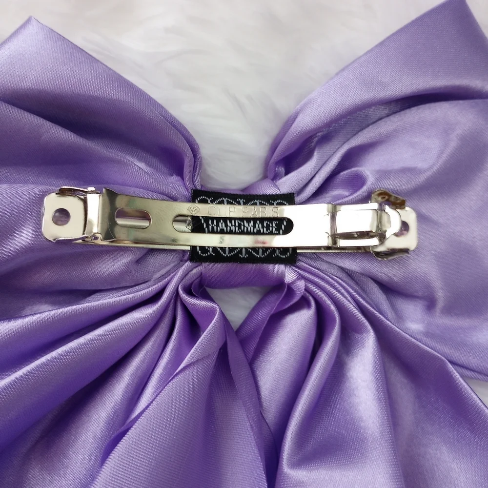 Lavender Extra Large Hair Bow Satin Clip